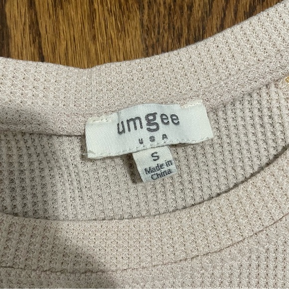 Umgee Waffle Texture Blue Gold Oatmeal Oversized Mid Sleeve Shirt Size Small - Picture 2 of 7